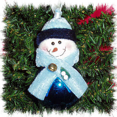 BLUE SNOWMAN, HEAD ORNAMENT | Artificial Christmas Wreaths