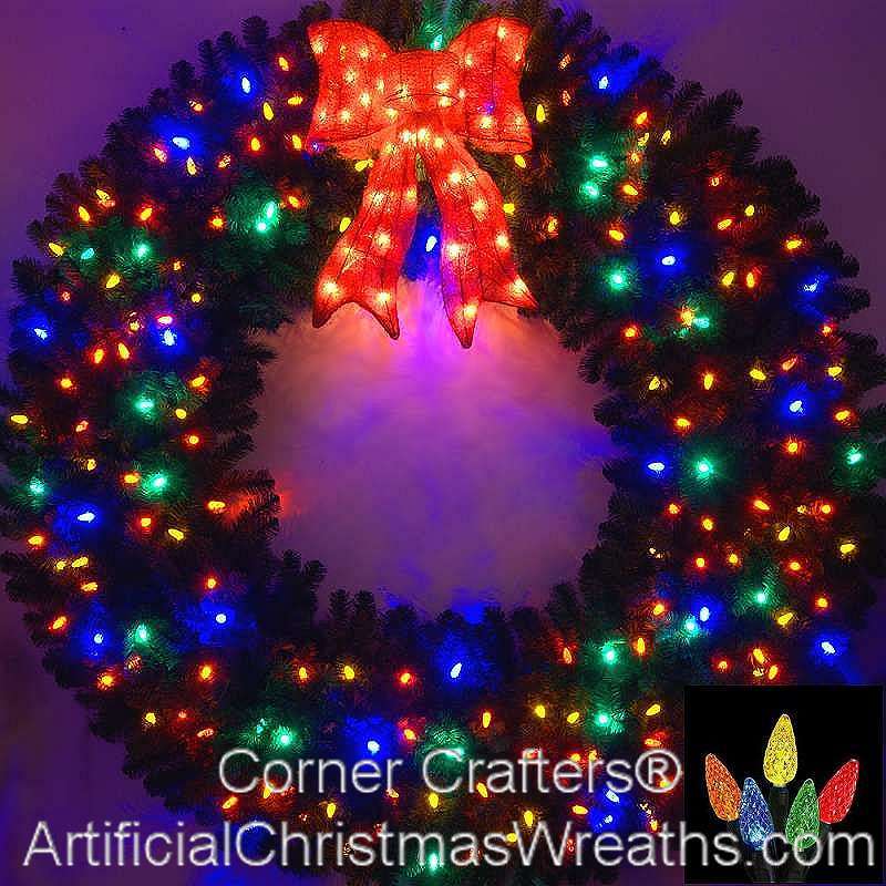 6 FOOT MULTI-COLOR C6 L.E.D. CHRISTMAS WREATH ...