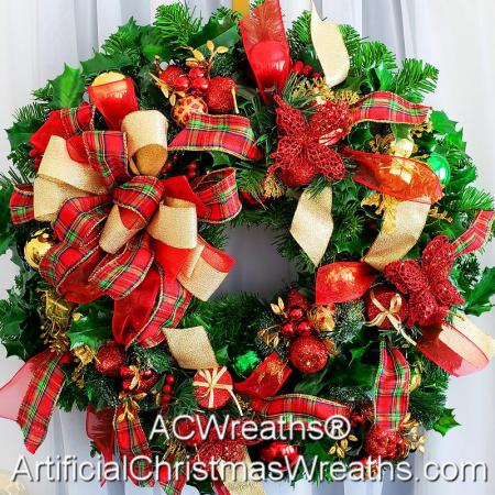 HOLLY JOLLY CHRISTMAS WREATH | ArtificialChristmasWreaths.com ...