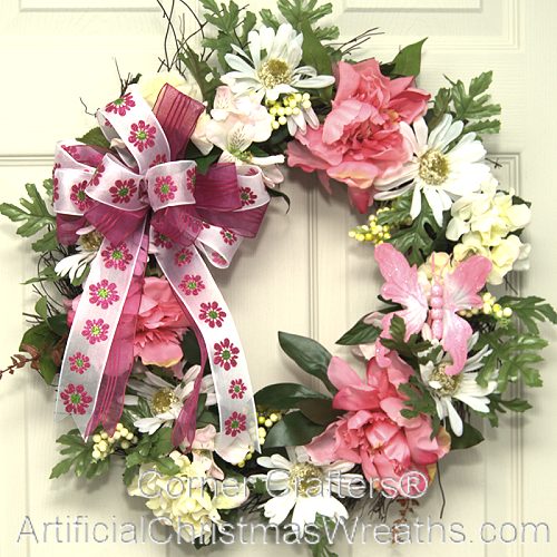 PRETTY IN PINK FLORAL WREATH - FREE SHIPPING!